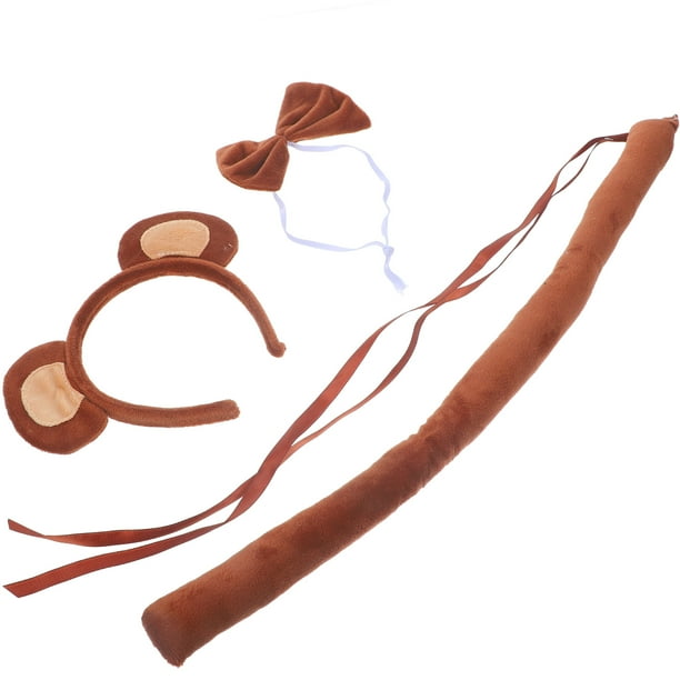 KAKOWELY juego de accesorios para juegos de rol de mono, diadema de mono, pajarita, cola de mono, suministros para cosplay de mono