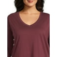 thumbnail image 5 of Terra & Sky Women's Plus Size Long Sleeve V-Neck T-Shirt, 2-Pack, 5 of 5