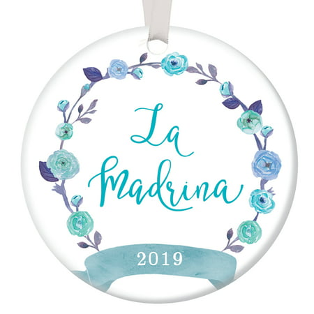La Madrina Ornament 2019 Christmas Holiday Present for Spanish Godmother Newborn Baby Boy Special Aunt Female Relative Baptism Sponsor 3