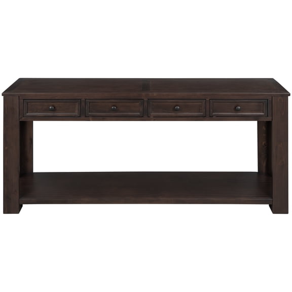 Wood Console Tables for Entryway, Sofa Table with Storage 4 Drawers and Bottom Shelf