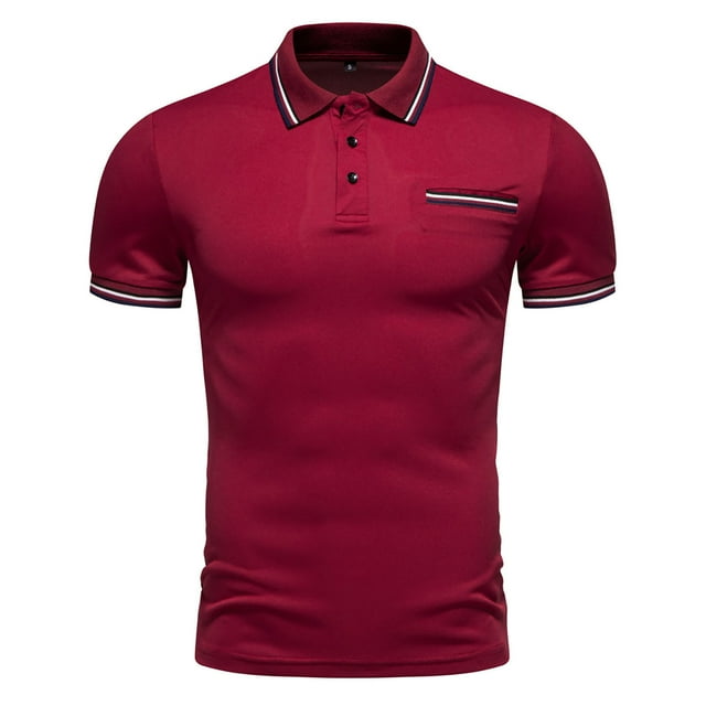 YanHoo Mens Polo Shirts Short Sleeve Slim Fit Collared Golf Shirts Button Up Casual Dad Shirts for Fathers Day