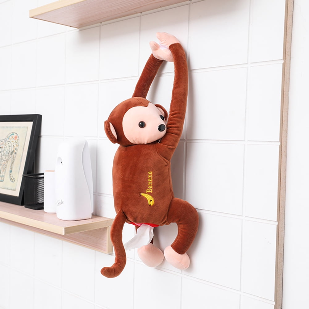 Plush New Cute Monkey Tissue Box Cover Paper Holder Car Accessory Gift Present