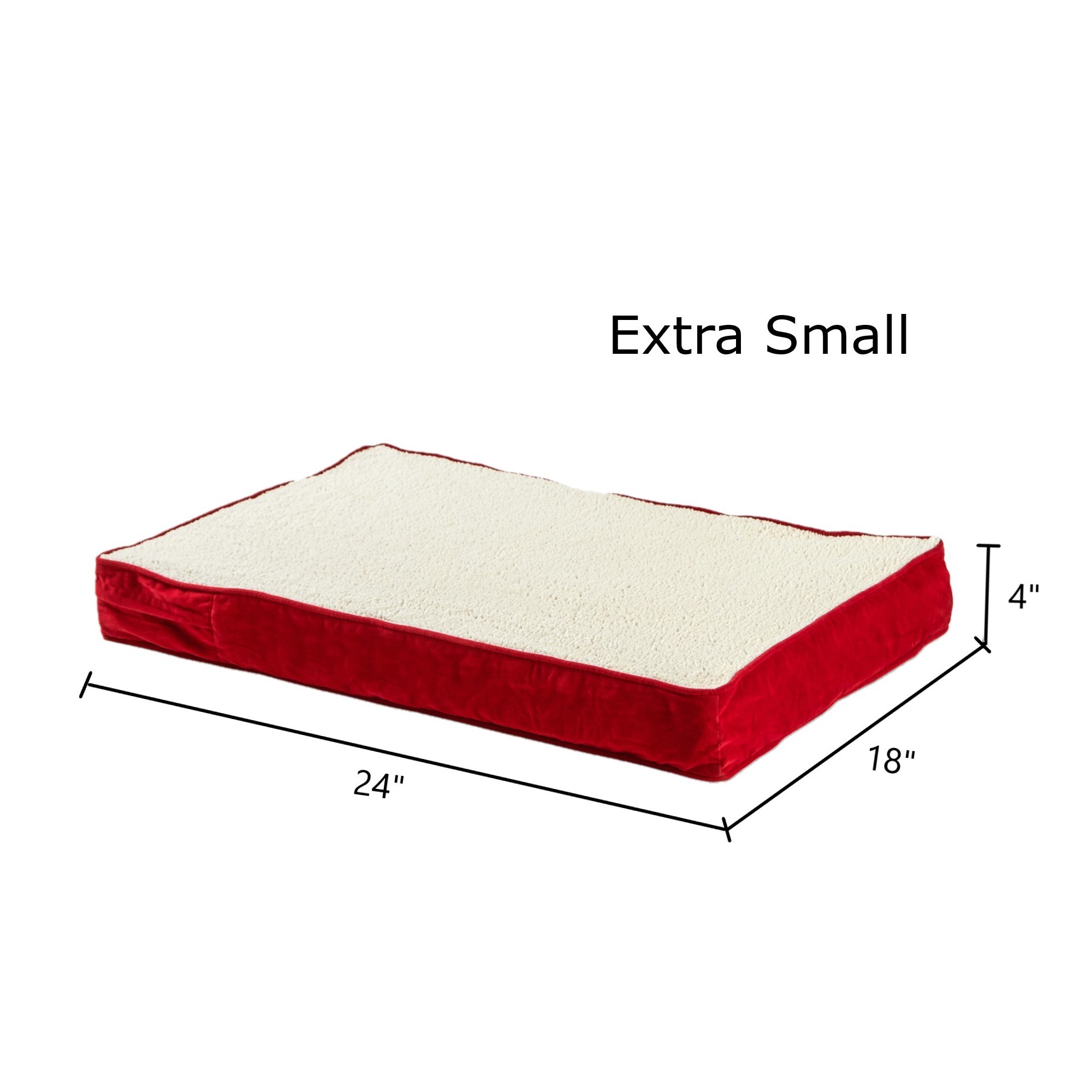 Happy Hounds Oscar Sherpa Orthopedic Dog Bed, Crimson, Extra Small (24 x 18 in.)