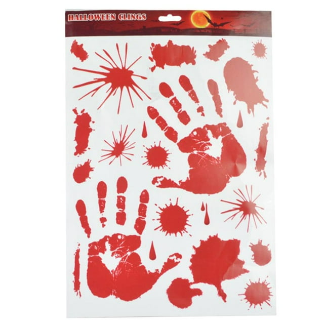 Huellas de manos ensangrentadas, calcomanías para el hogar, decoraciones para fiestas de Halloween y zombis Mano sangrienta
