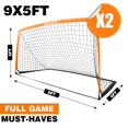 thumbnail image 3 of BOHEN 9x5FT Portable Soccer Goal for Kids Backyard with Carry Bag - Easy Folding Lightweight Fun Outdoor Indoor for Teen Youth Adult (Orange, 2 packs), 3 of 9