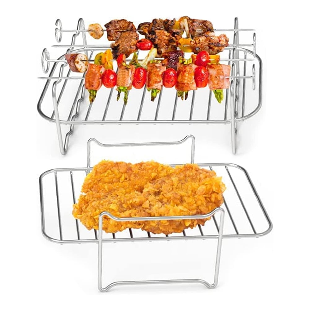 Smrinog 2 Set Air Fryer Rack Stainless Steel Singlelayer Grill for 8QT