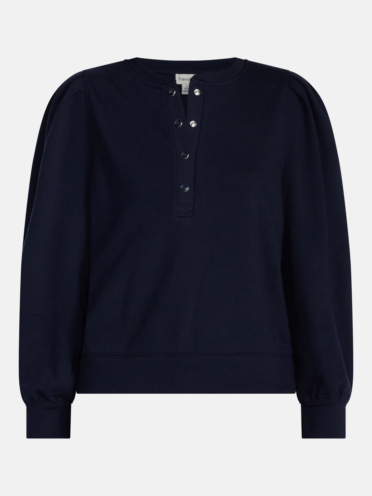 Scenario Women's Henley Sweatshirt with Long Sleeves, Sizes XS-XXXL