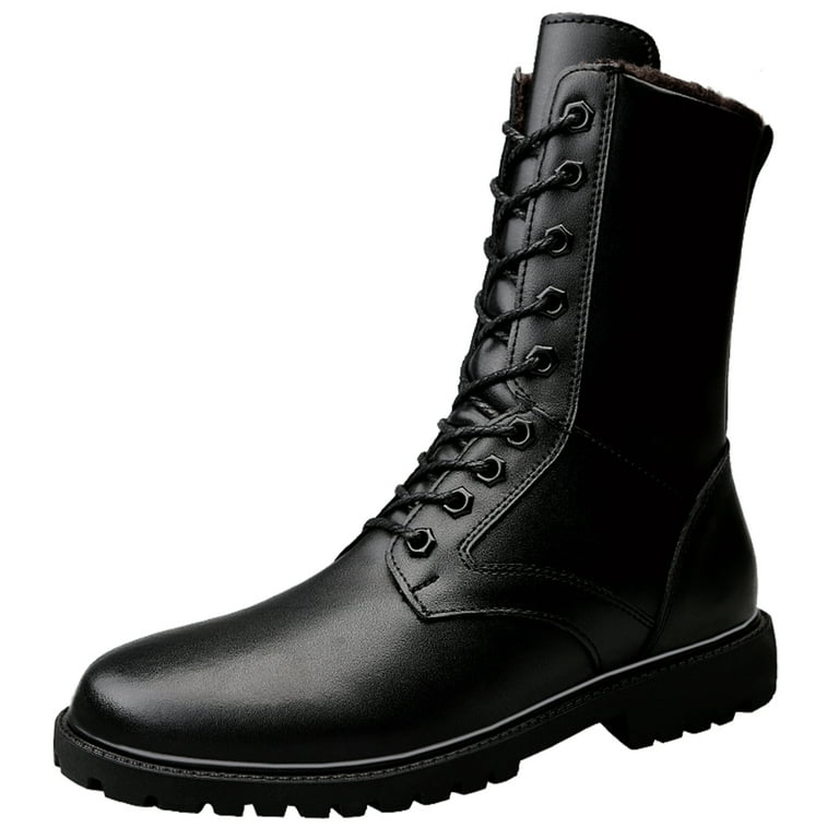 Lopsie Men s Tactical Boots Cap Toe Army Leather Combat Military Zipper Shoes Men s Side Zip Jungle Boots black genuine leather upper Walmart