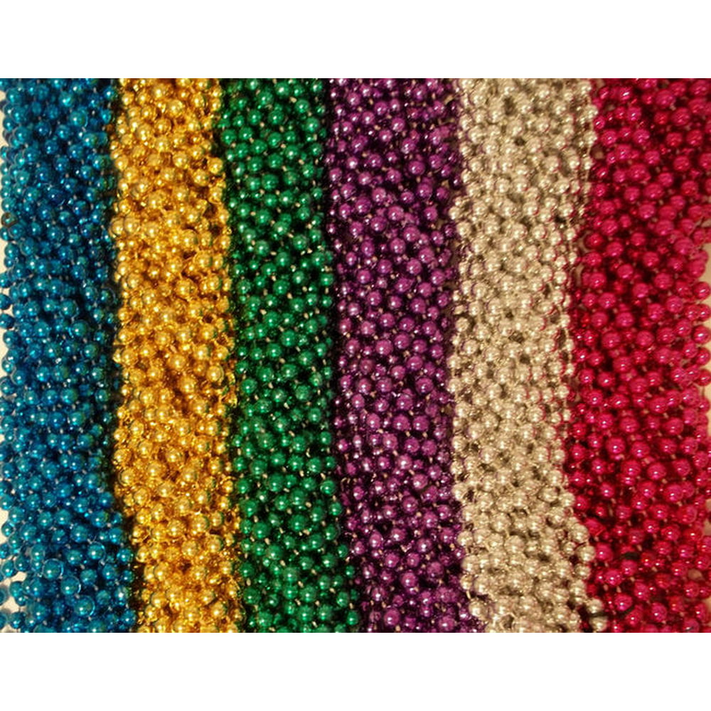 72 6 Colors Mardi Gras Gra Beads Necklaces Party Favors 6 Dozen Lot ...