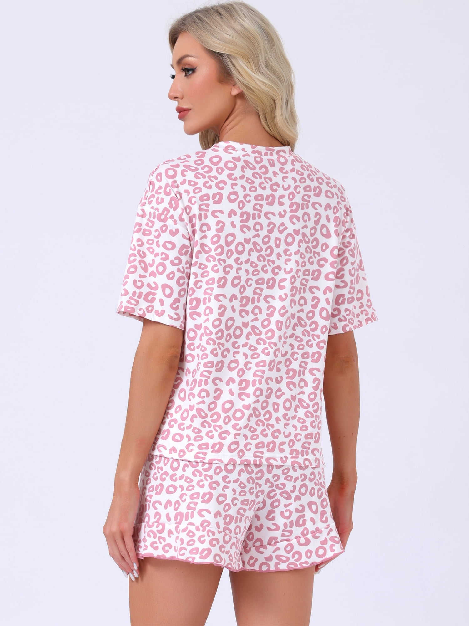 DARING DIVA Women's Soft Ruffle Loose Fit Round Neck Ruffled Hem Pajama Set XL Pink