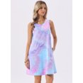 thumbnail image 5 of DARING DIVA Tie Dye Tank Dress Sleeveless Pockets Dress X-Large Tie Dye Purple, 5 of 8