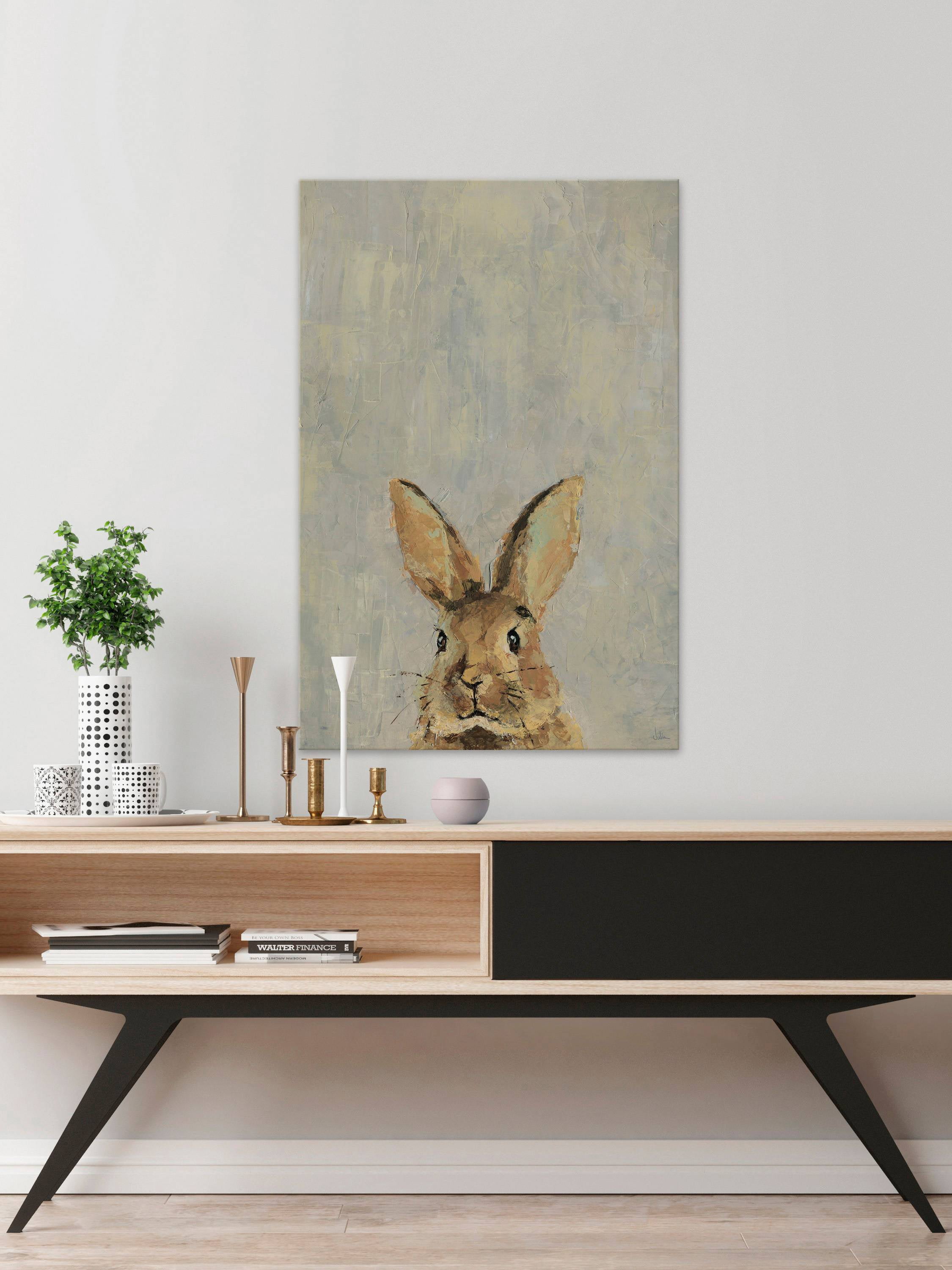 What up Rabbit Painting Print on Wrapped Canvas