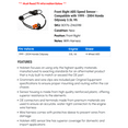 thumbnail image 2 of Front Right ABS Speed Sensor - Compatible with 1999 - 2004 Honda Odyssey 3.5L V6 2000 2001 2002 2003, 2 of 2