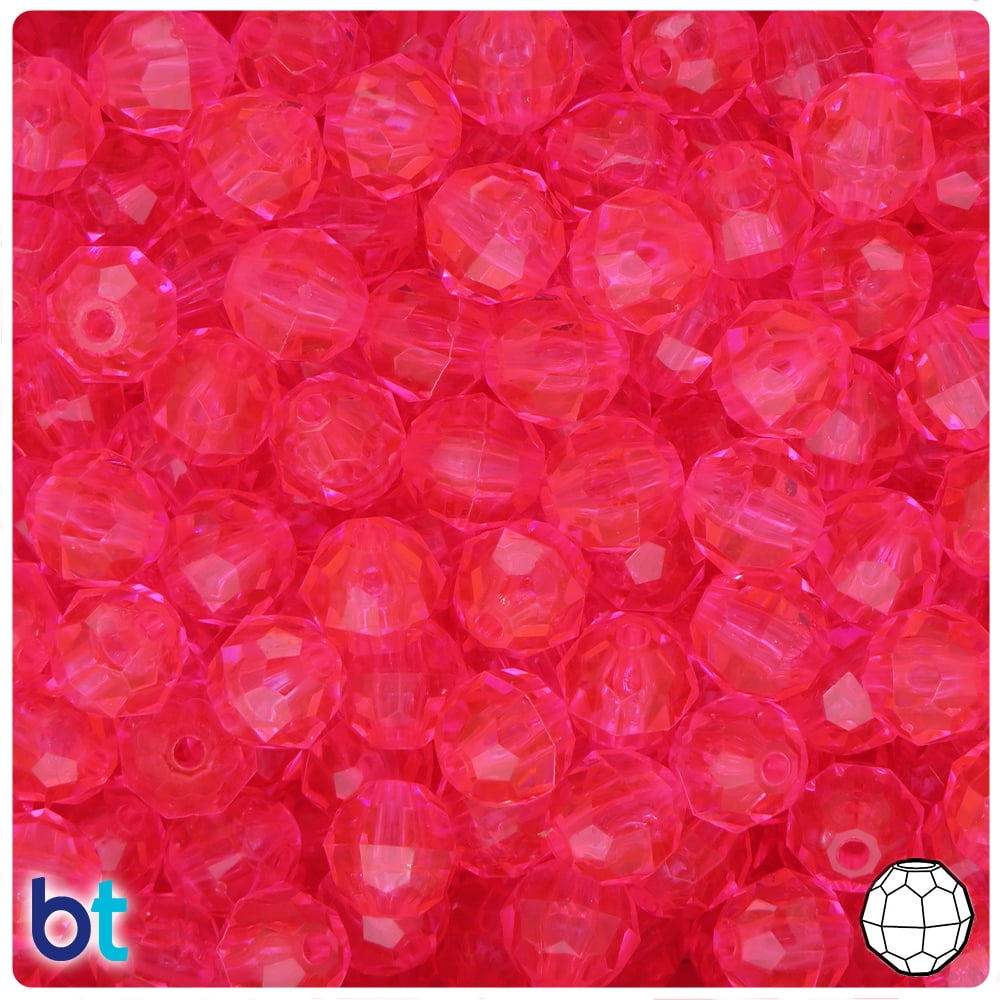 BeadTin Opaque 10mm Faceted Round Plastic Craft Beads (225pcs)- Color choice