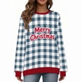 thumbnail image 7 of Womens Christmas Plaid Sweatshirts Long Sleeve Ugly Xmas Pullover Sweatshirt Crewneck Letter Graphic Tops, XXL Blue, 7 of 7