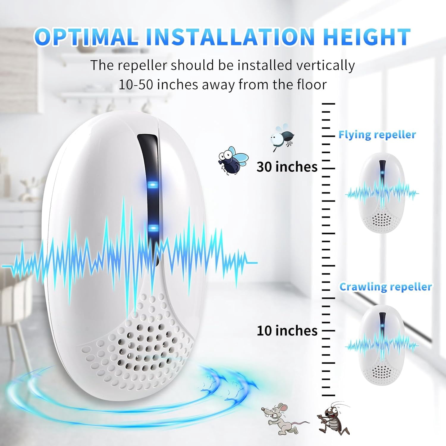Ultrasonic Pest & Insect Repeler, Ultrasonic Repelent for Roach, Rodent, Mouse, Bugs, Mosquito, Mice, Spider, Ant,Electronic Plug in Pest Control, 6 Packs