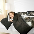 thumbnail image 4 of jejeloiu Cute Cat Animals Full Size Comforter Sets,Gray White Kitten Bedding Sets For Girls Teens 3 Pieces, 4 of 8