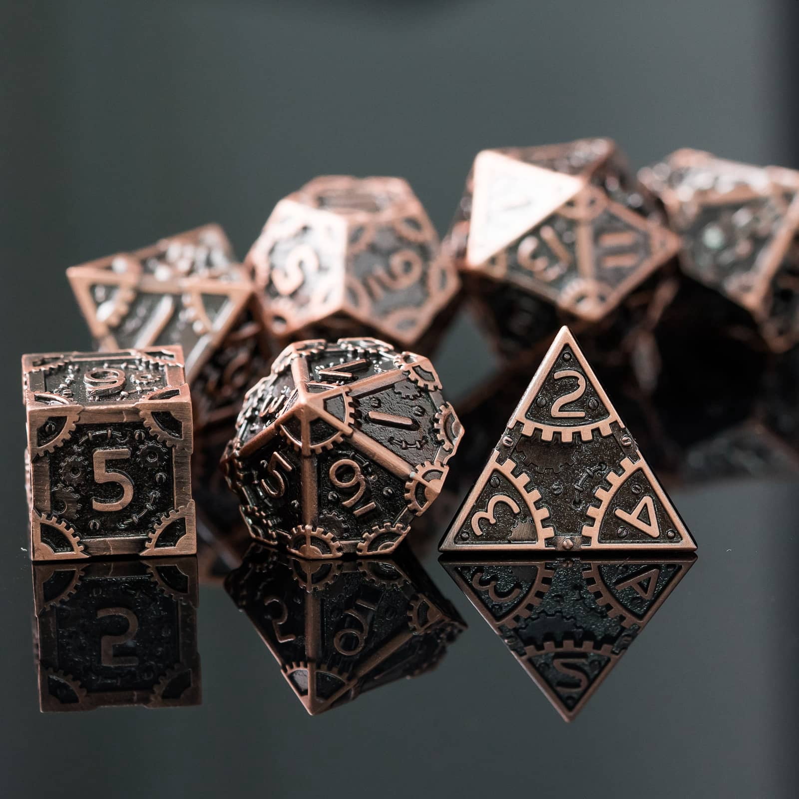 Cusdie 7 PCS/SET DND Metal Dice, Steampunk Polyhedral D&D Dice Set, Metal Dice Set for Role Playing Game D&D Dice MTG Pathfinder