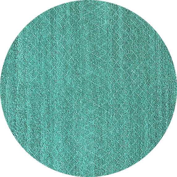 Ahgly Company Machine Washable Indoor Round Oriental Turquoise Blue Industrial Area Rugs, 3' Round