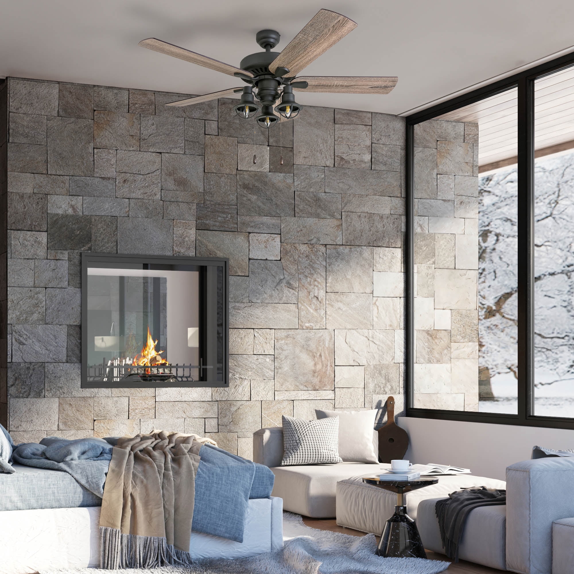 Prominence Home Ennora 52-Inch Aged Bronze Farmhouse Ceiling Fan with Lantern Light & Remote Control