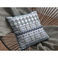 thumbnail image 4 of Flower Strips Suede Blown and Closed Pillow Navy and Teal on White 18"x18", 4 of 5