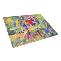 Caroline's Treasures Parrot Glass Cutting Board Large