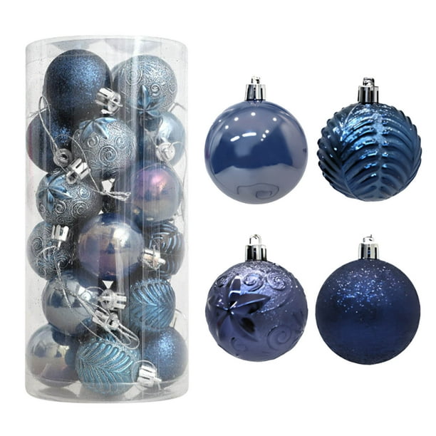 Set de adornos para bola de árbol de Navidad 24 piezas | Plástico indestructible | Rojo Verde Blanco Multicolor | 1,57" de diámetro | Acabados brillantes con purpurina mate | Easy Hang | Decoración