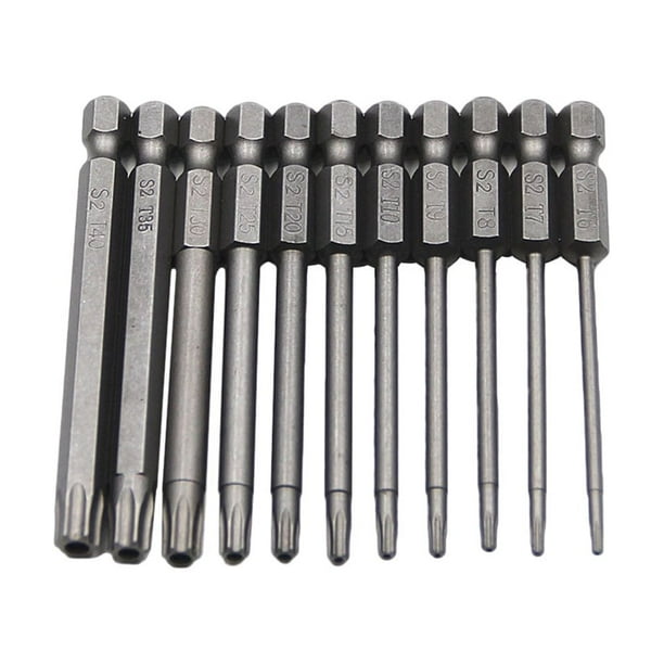 Juego de 11 destornilladores eléctricos magnéticos de cabeza hexagonal de 75 mm con punta alargada S2.