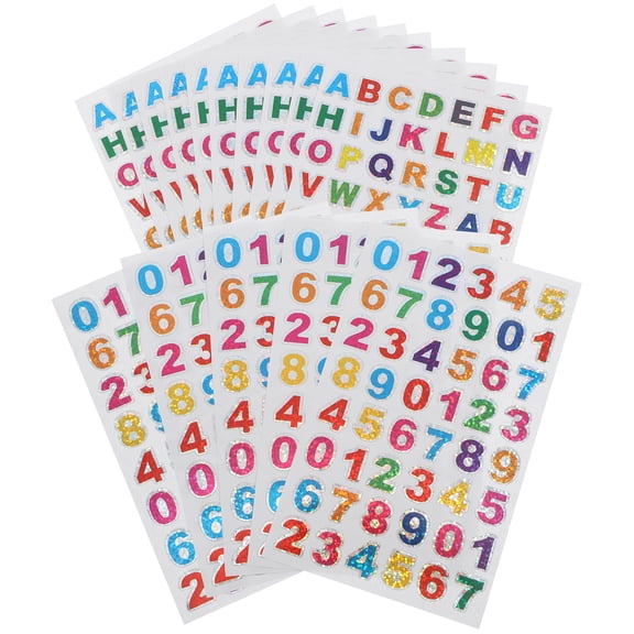 Assorted Color Letter Stickers with Strong Adhesion for Decor Vibrant Alphabet and Numbers 20 Sheets