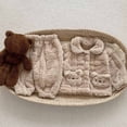thumbnail image 2 of WRKEKC Newborn Winter Outfits 2-Piece Solid Color Fuzzy Sherpa Bear-Embellished Jacket and Fleece-Lined Pants Loungewear Set 0-24 Months, 2 of 4