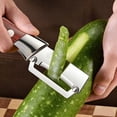thumbnail image 5 of Multi Functional Stainless Steel Vegetable Peeler with Solid Wood Handle, 7.48 Inch Sharp Vegetable Fruit Peeler for Thick & Thin Skin Kitchen Daily Use (3pcs), 5 of 6