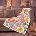 thumbnail image 6 of 1970S Groovy Flower Power, Playful Botanical Garden Scene, Warm Flannel Blanket for Sunroom and Reading Nook, Garden Lovers Housewarming Gift, Botanical Home Decor, 6 of 9