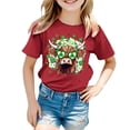 thumbnail image 4 of FUZHIQ Kids Shamrock Shirts Funny Irish Clover Pattys Short Summer Tee Shirts Crew Neck Funny Cute Casual Party Girls T-Shirts Size 7-8(Brick Red,3-4 Years), 4 of 4