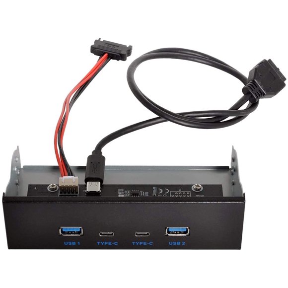 Cablecc USB-C & USB 3.0 HUB 4 Ports Front Panel to Motherboard 20Pin Connector Cable for 5.25" CD-ROM Bay