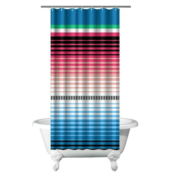 Small Stall Narrow Shower Curtain 36"W x 72"L – Tropical Bohemian Leaves, Mid-Century Abstract Boho Botanical Bathroom Decor, Vintage Floral Palm Leaf Pattern, Rustic Tribal Folk Style