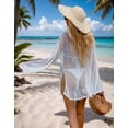 thumbnail image 4 of Swim Cover Up for Women Crochet Long Sleeve Kaftan Beach Dress Bathing Suit Coverup Alsol Lamesa, 4 of 6