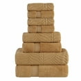 thumbnail image 2 of BNM Chevron Zero Twist Cotton 8 Piece Towel Set, Gold, 2 of 17