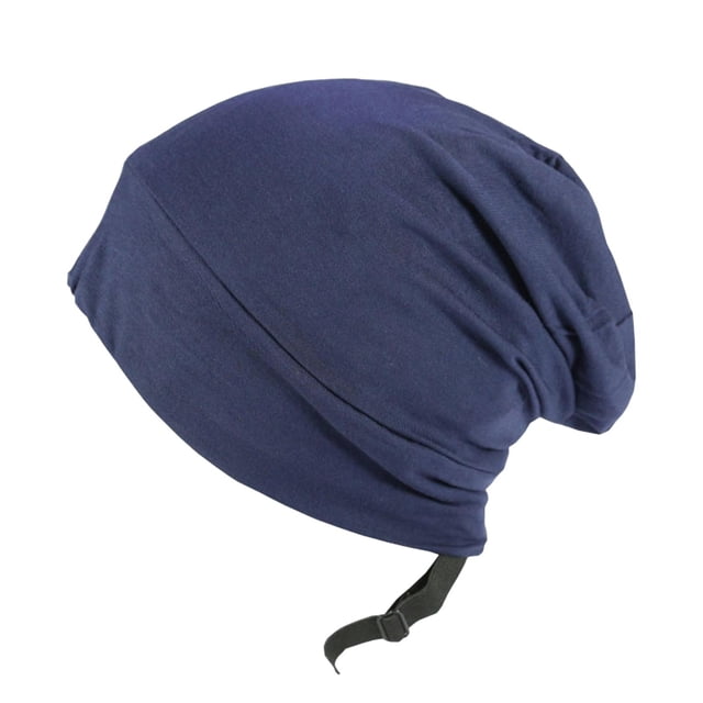 TISHITA Bonnet Sleep Caps Hair Cover Adjustable Buckle Strap Multi Scene Use Comfortable Navy Blue