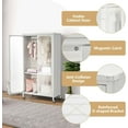 thumbnail image 5 of Closet Wardrobe, Portable Closet with Rollers, Mobile Metal Armoire Closet with Hanging Rod, Adjustable Shelf, Rolling Closet Storage Accent Cabinet, Armoire Clothes Organizer for Bedroom, 5 of 9