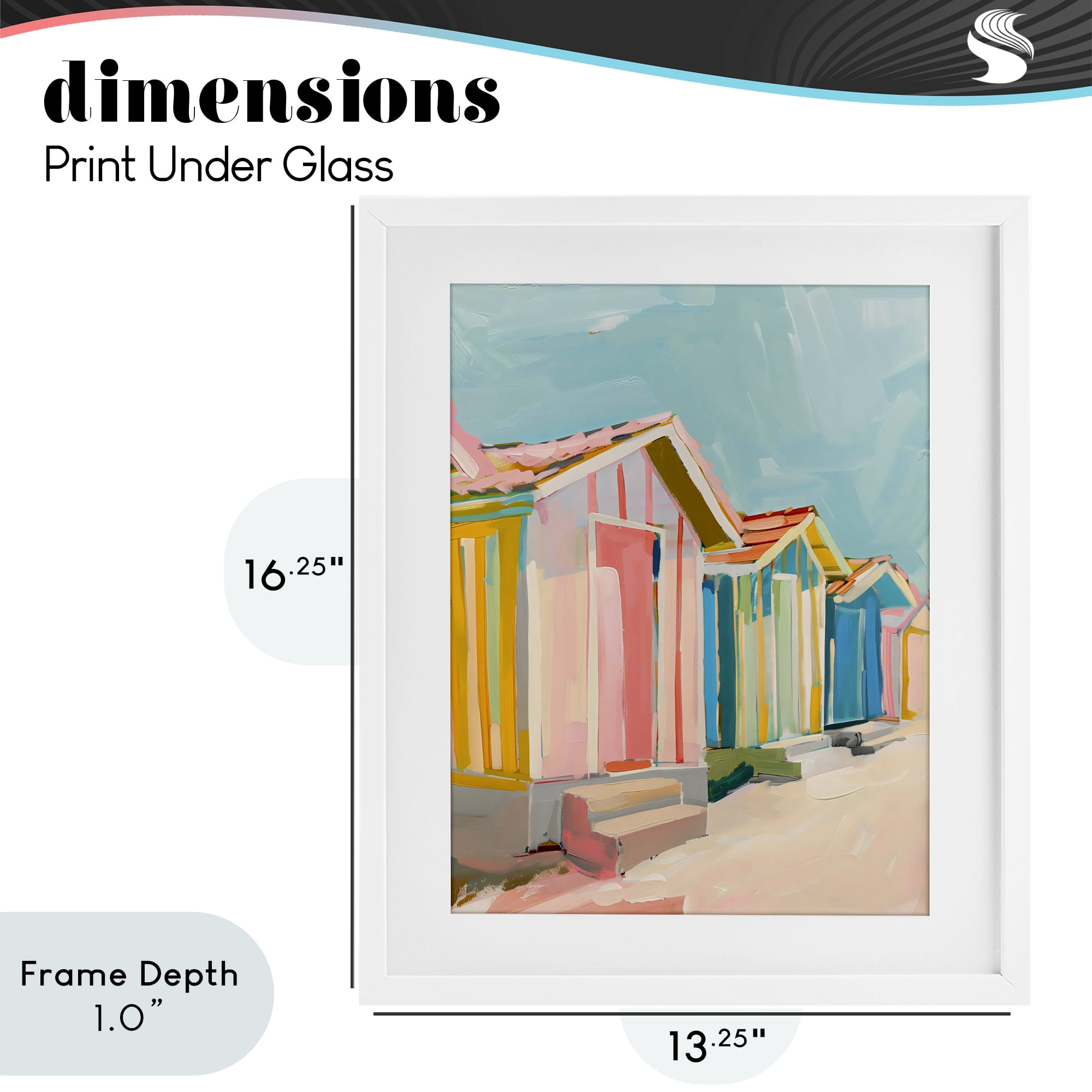 Stupell Industries Striped Beach Bungalows White Framed Print Under Glass, design by The Prints Vibe