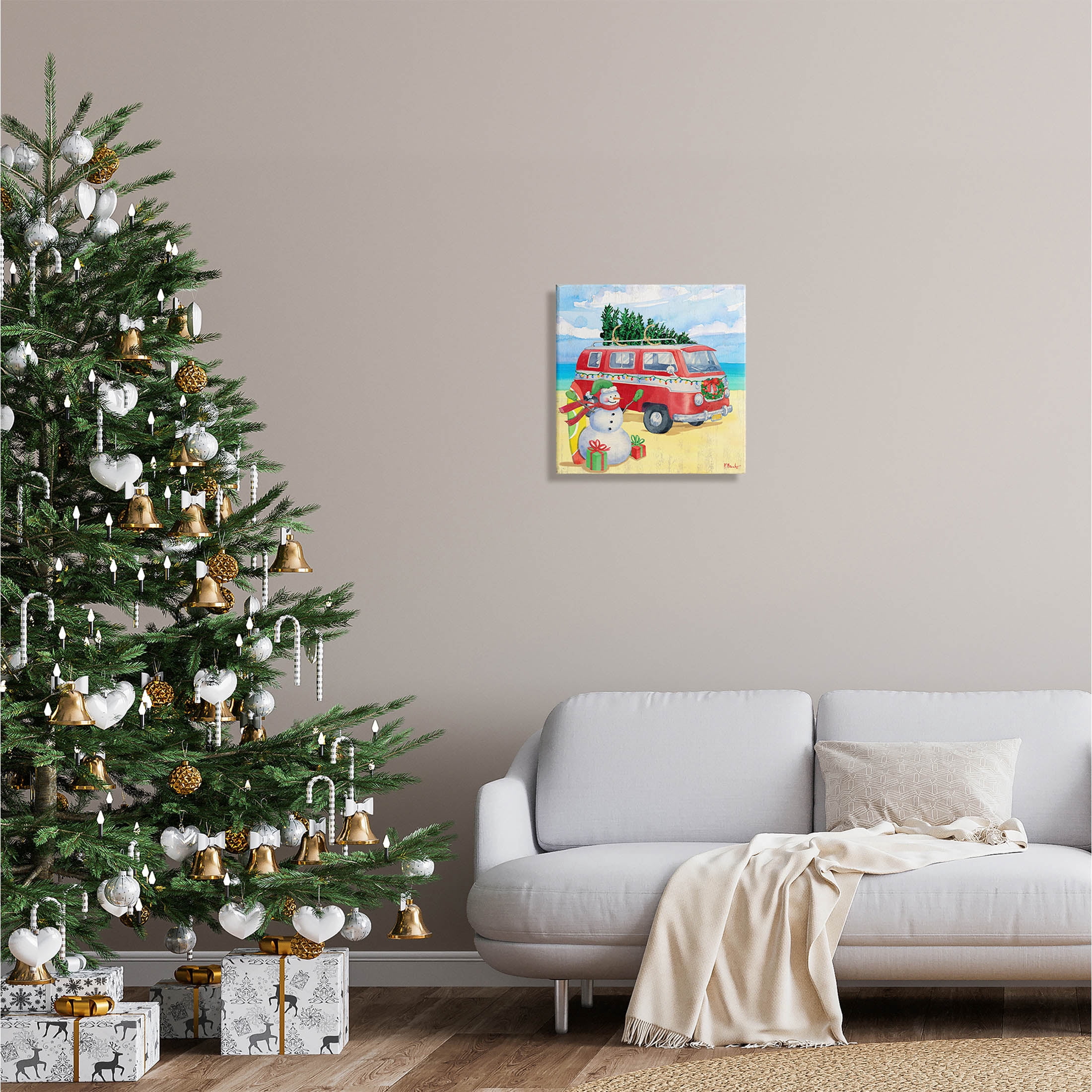 Christmas Beach Nautical Van Holiday Graphic Art Gallery Wrapped Canvas Print Wall Art