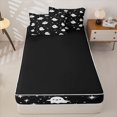 thumbnail image 4 of Manfei Cartoon Ghost Zipper Full Size Comforter Sets with Fitted Sheet and 2 Pillowcases,Harvest Maple Leaf Print Halloween Zipper Bedding Set,Black Reversible,4pcs, 4 of 7