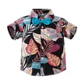 thumbnail image 6 of EnJoCho Boys Casual Summer Shorts Set Boys Short Sleeve Shirt And Shorts Suit Toddler Boys Print Top With Bow Tie And Denim Shorts Boys' Summer Gentleman's Suit, 6 of 8