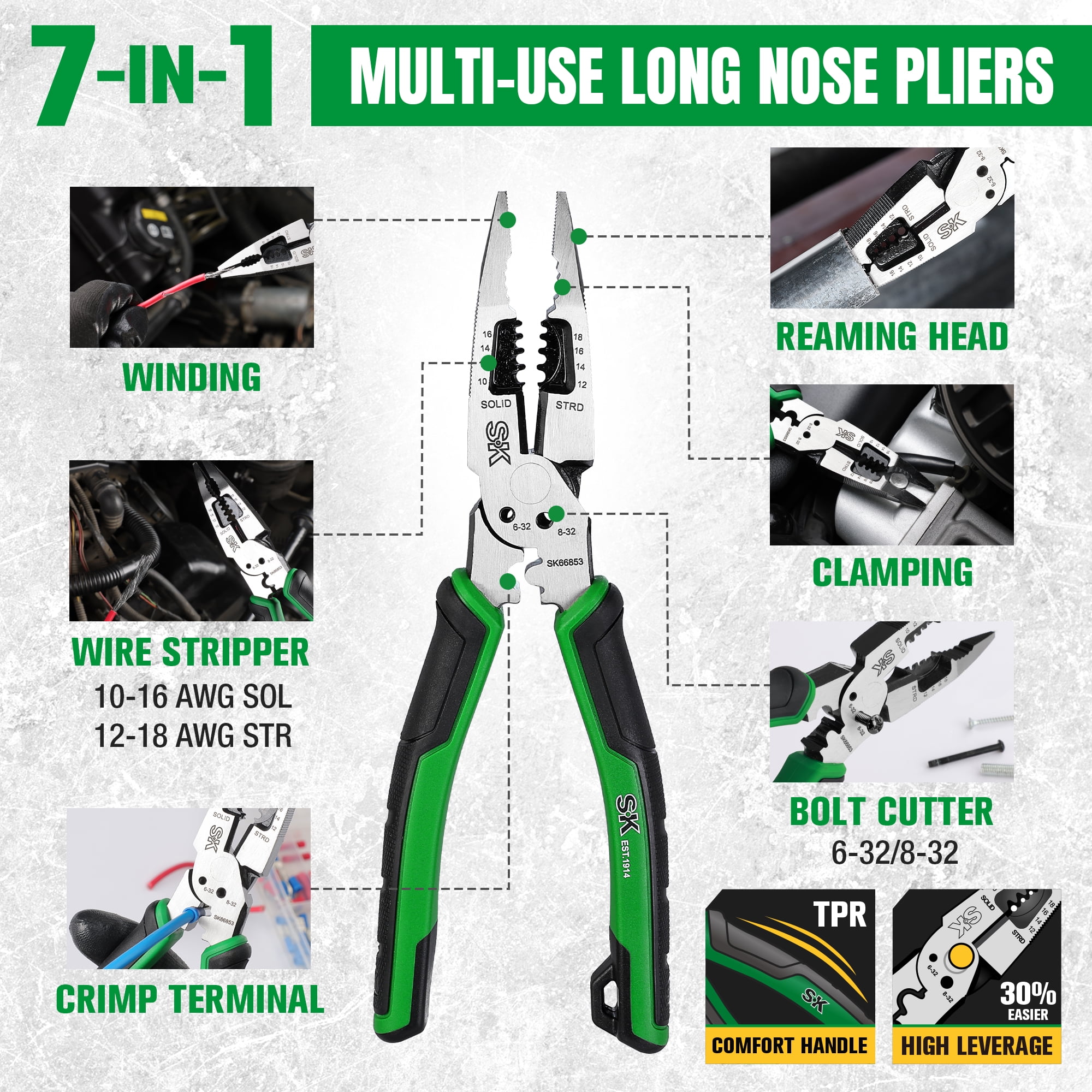 SK Hand Tools SK01326 3 Piece Pliers Set