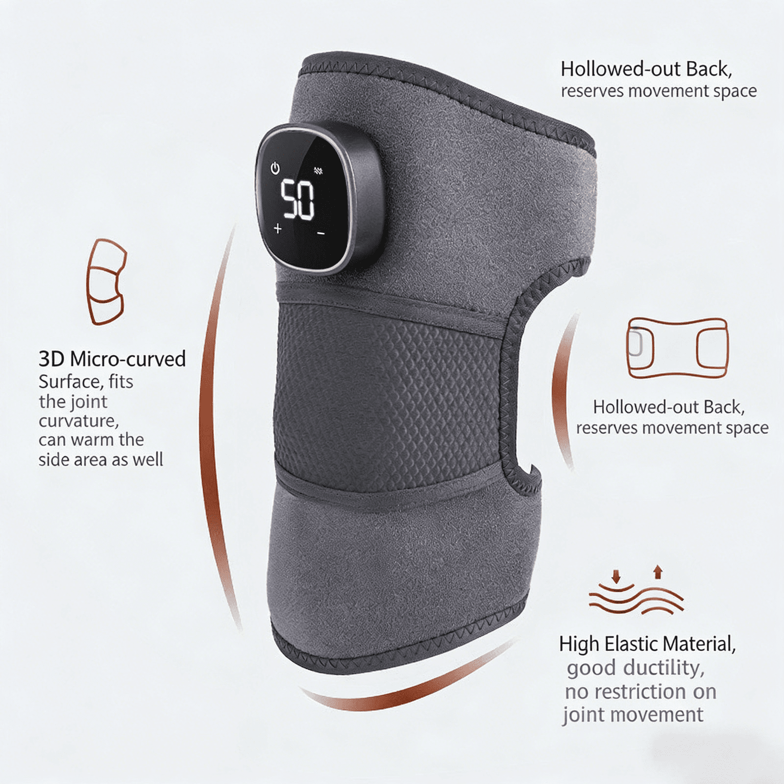 Cordless Heated Knee Massager,2 in 1 Knee Massager with Heat,Knee Brace Wrap Heating Pads for Knee Shoulder Elbow Stress Relax