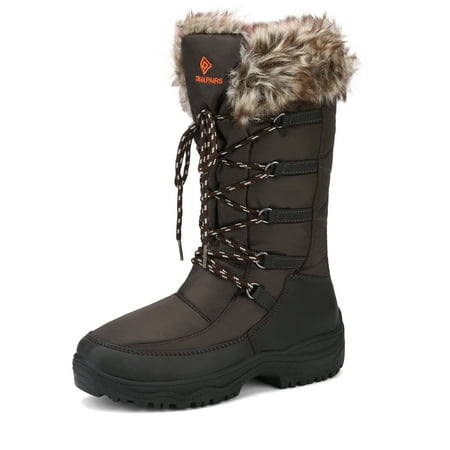 

Dream Pairs Women s Winter Waterproof Warm Faux Fur Mid Calf Snow Boots Outdoor Hiking Boots Maine Brown Size 8