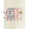 thumbnail image 3 of RUINIXCW Baby Girl 'Little Sister' 3-Piece Outfit Ruffle Sleeves Romper Pants  Bow Headband, 3 of 6