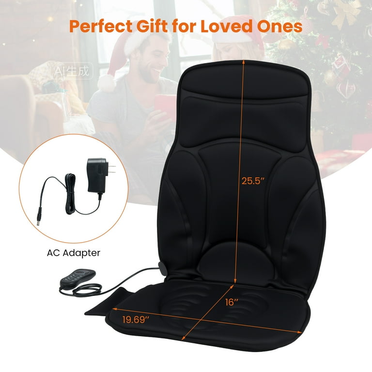 Gymax Back Massager Seat Cushion w/ Heat Electric Massage Chair Pad w/ 10  Vibration Motors
