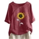 thumbnail image 1 of Blusas de Manga Corta para las Mujeres Impresas Cuello Redondo Camiseta Casual, Blusa de Algodón de Imitación para las Mujeres, 1 of 4
