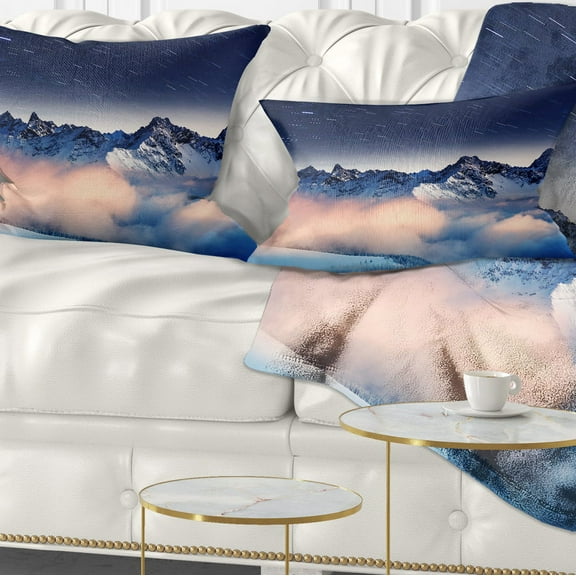 Designart Milky Way Over Frosted Mountains - Landscape Printed Throw Pillow - 12x20